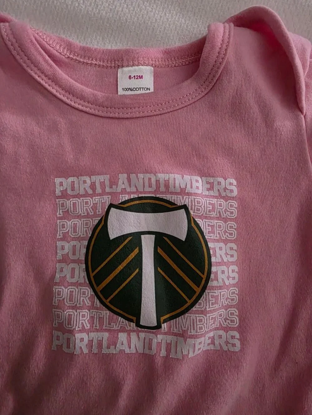 Portland Timbers Baby Onesie Girls size 6-12 Months Pink Snap Closure Soccer